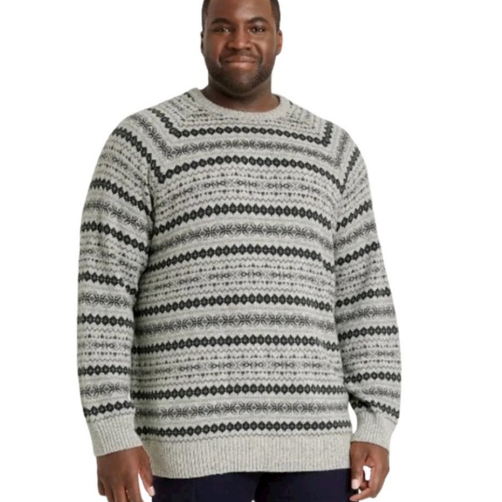 🆕️Goodfellow & Co. Men's Standard Fit Jacquard Sweater, Large - GRAVEL GRAY